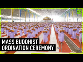 Mass ordination ceremony at phra dhammakaya temple in thailand