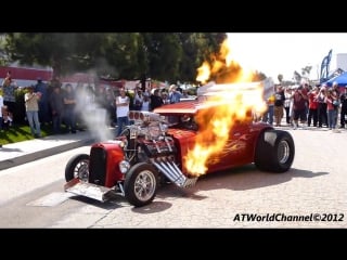 Monster hot rod wild thang shooting flames, loud engine sound and rev! porn automotive prolong