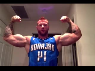 Redhead muscle flexing