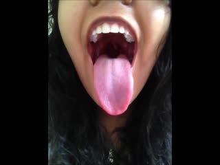 Sexy brazilian girl's big long tongue & uvula