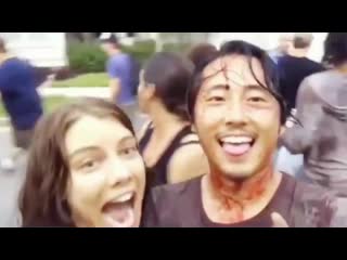 Heroes of the walking молодые between shoots 2#thewalkingdead #twd