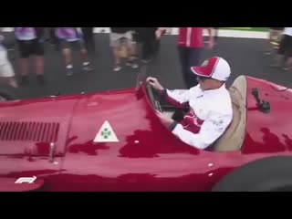 Kimi räikkönen takes that once dominant 'alfetta' for a spin around silverstone