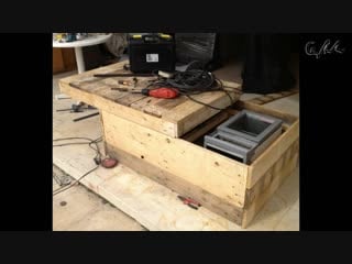 Diy porn coffee table with refrigerator made from pallets