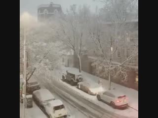 Heavy snow in newyorkcity usa yesterday evening