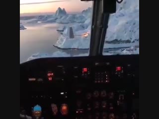 Beautiful view during landing at the nuuk greenland airport