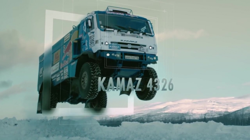 Russian kamaz truck sends a snow jump