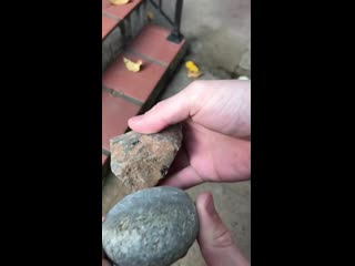 Cracking open an obsidian rock