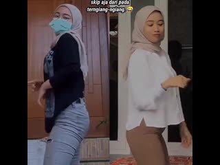 Joget seksi asyik cewek cantik berjilbab hijaber masker