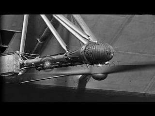 550 horse power engine brought on stand and propellers rotated during making of stock footage