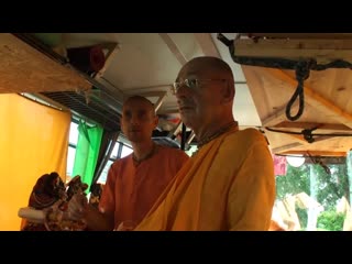 Shivarama swami visiting shri harinam mandir bus