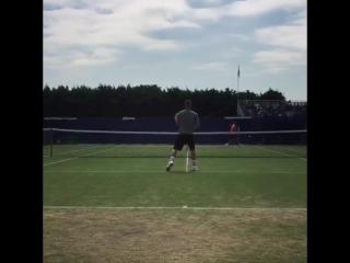 Lleyton hewitt practicing with alex de minaur at surbiton