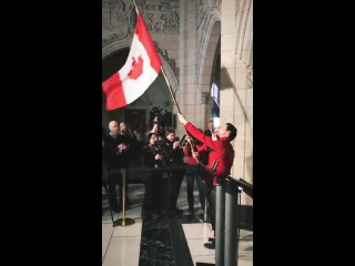 Tessa and scott canadas flag bearers