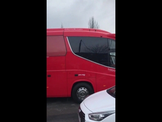 Liverpool bus arriving at the etihad stadium