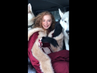 Behind the scenes, maria and huskies