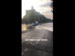 Walking To Get The Bus This Morning And A Water Main Squirt , Lifting The Road Up London , Uk