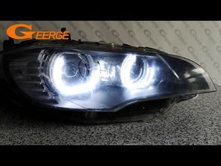 For bmw x6 e71 e72 x6m 2008 2014 xenon headlight excellent dtm m4 style led angel eyes kit dual white amber switchback