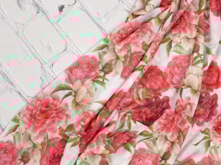 Сетка nude принт, пионы на белом