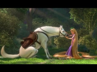 Rapunzel and flynn meet maximus scene from tangled