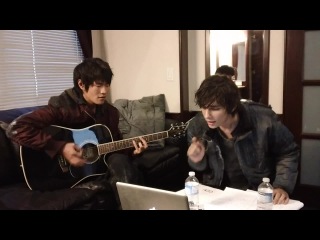 Devon bostick and chris larkin of "the 100" sing about the show