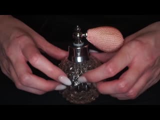 Asmr with textured glass perfume bottles [scratching, tapping & liquid shaking]