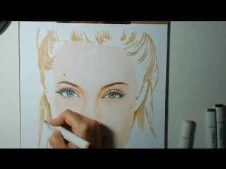 Coloring skin with copic markers and colored pencils (angelina jolie)