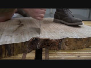 Live edge pallet wood slab and maple cookie wall art