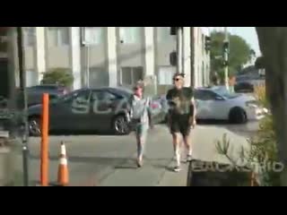 Kristen stewart sports double denim to meet up with stella maxwell at the nail salon after her spa treatment in la june 4