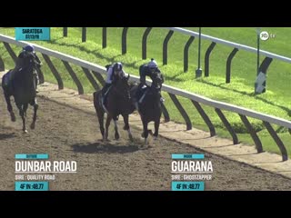 Dunbar road (outside) and guarana worked 4 furlongs in at saratoga on july 13th, 2019