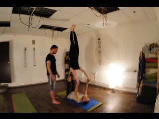 Acroyoga in the yoga home studio
