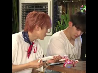 Soft hours open here's minhyuk cleaning wonho's hands with wet wipes