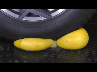 Crushing crunchy & soft things by car! experiment car vs pomelo fruit