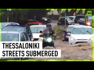 Thessaloniki streets submerged after heavy rain