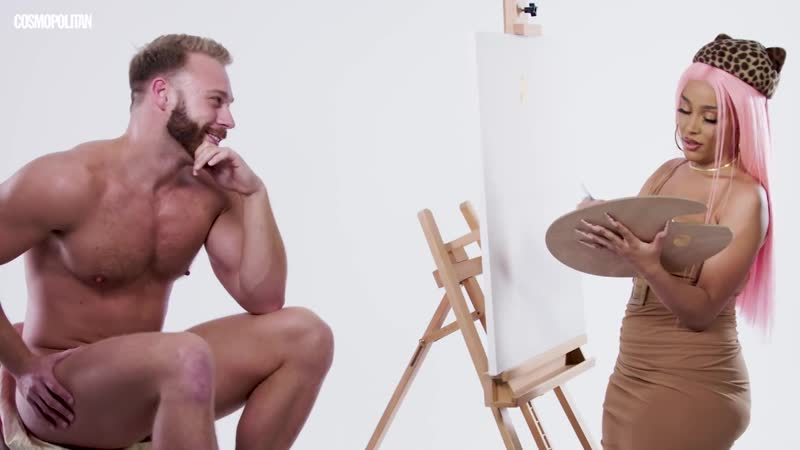 Doja cat рисует портрет голого мужчины в студии cosmopolitan | 2020