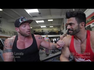 Justin trains chest with sergi constance