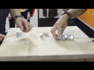 Marc márquez and his team build a tower with nuts #repsolchallenge7