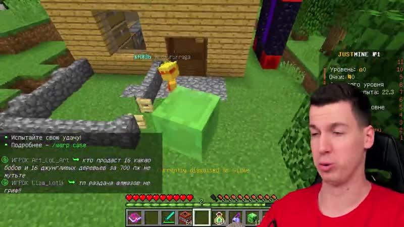 {{владус}} 😃 я превратился в слайма и сильно напугал своего подписчика на сервере в майнкрафт !