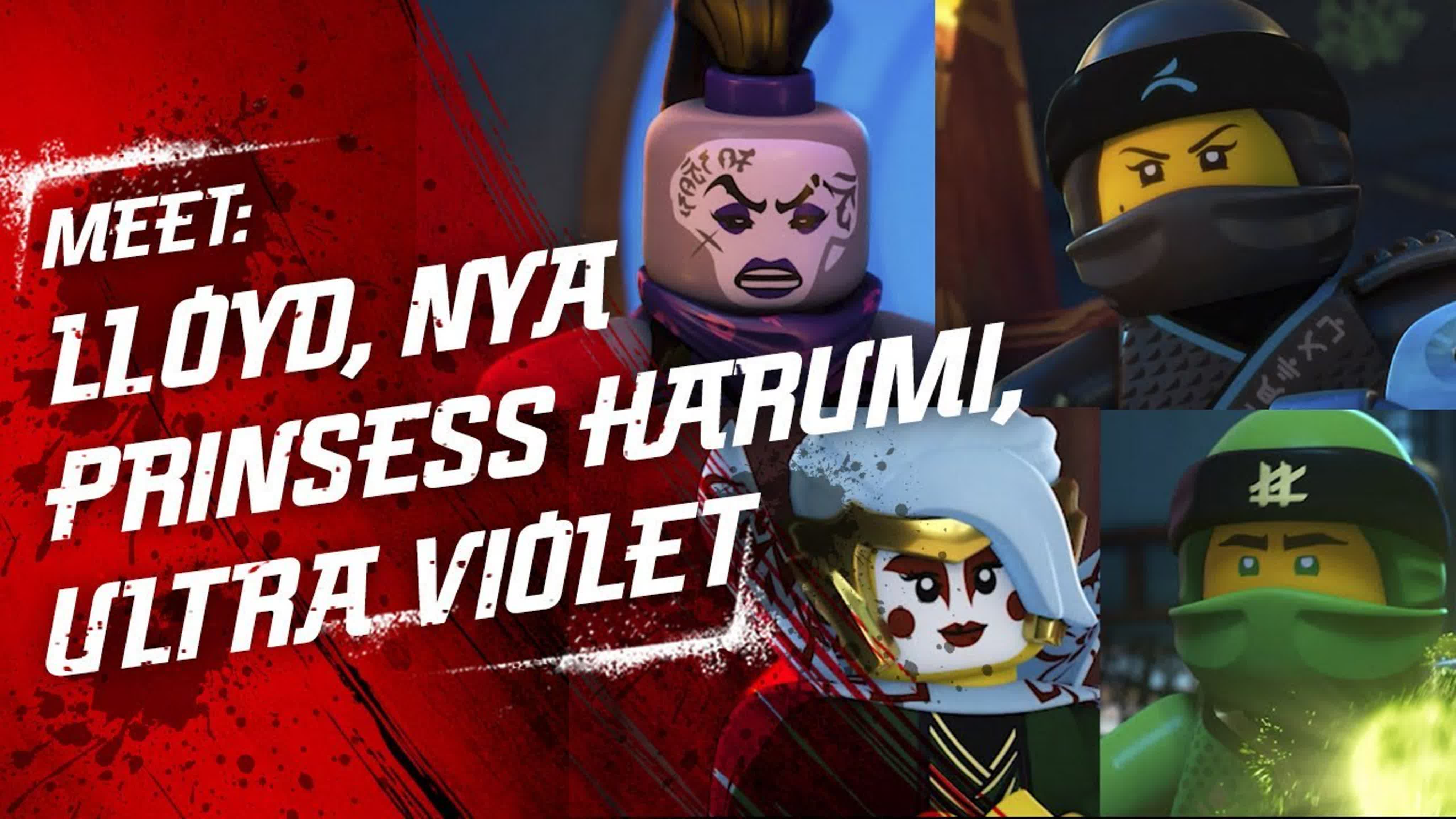 Meet lloyd, princess harumi, nya and ultra violet lego ninjago character  video