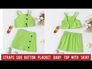 Side button placket baby top with skirt cutting and stitching 7 8 year girl dres