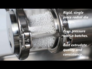 Caleva variable density axial and radial extrusion for spheronization (marumerization)