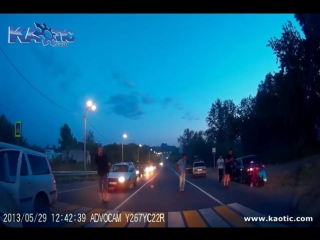 Porn hit by a speeding lada on the crosswalk