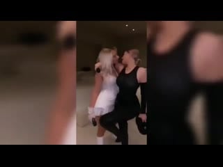 Kylie jenner recreates britney spears and madonna's vma kiss