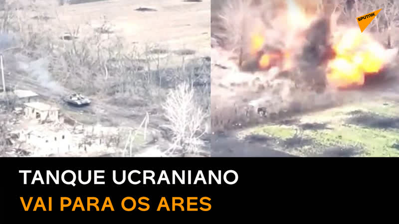 Vídeo mostra um tanque ucraniano sendo totalmente destruído por tropas russas