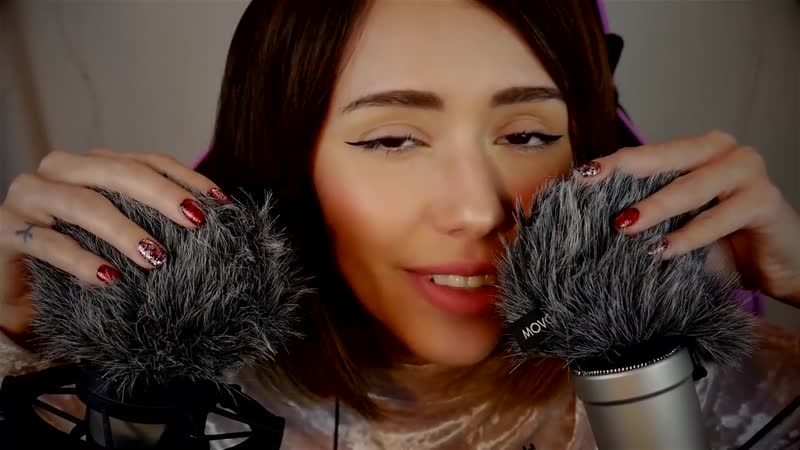 Asmr scratching fluffy mic, upclose whispering, hand movements to help you relax