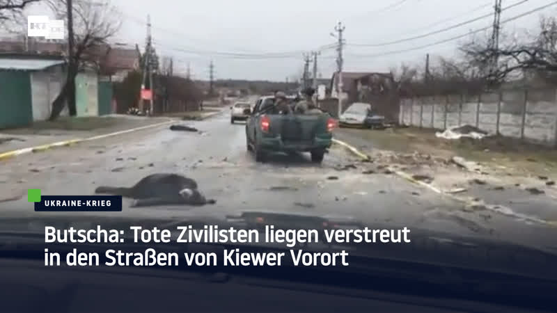 Butscha tote zivilisten liegen verstreut in den strassen von kiewer vorort