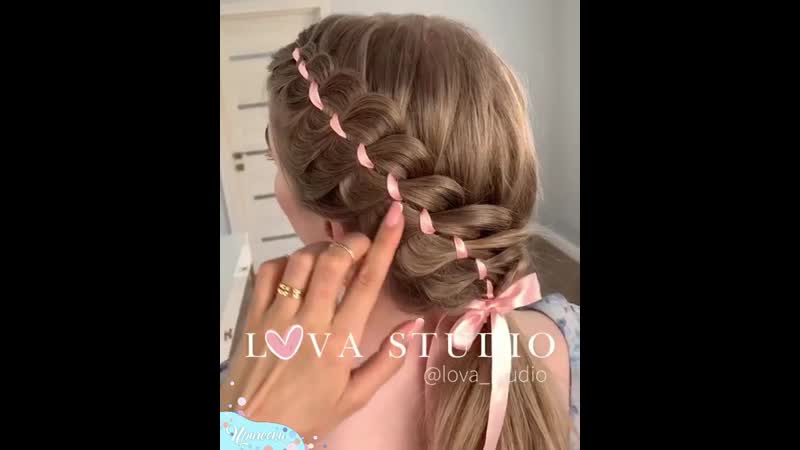 Учимся плести красивую косу с лентой