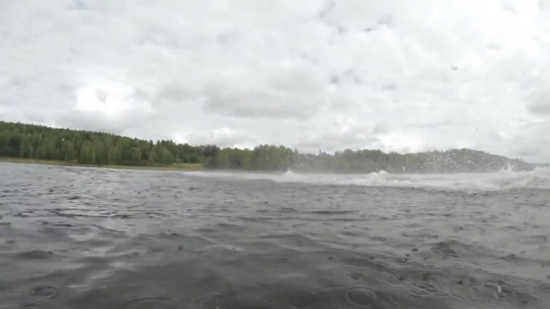 Snowmobile wheelies on water