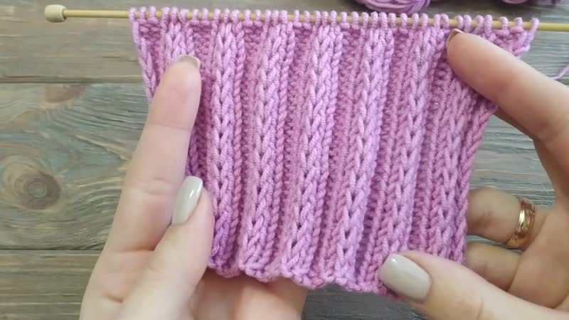 Классная пышная резинка узор спицами на одном дыхании