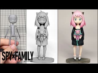 【spy×family】アーニャ・フォージャーのフィギュアを作ってみた【24時間チャレンジ】how to make a figure of anya forger 【粘土】