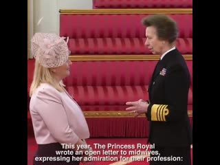 The princess royal presented elaine newell obe and philippa nightingale mbe with honours for services to midwifery