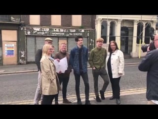 The very lovely @jamesbaymusic having a tour around the ongoing renovation works @poprecsltd in high street west which will open